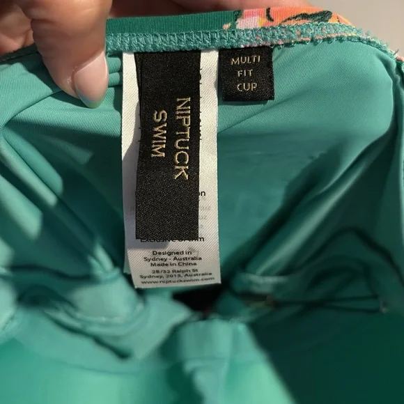 Niptuck Swim One Piece Swimsuit Floral Multifit Cup Green Floral Ruched - Picture 4 of 6